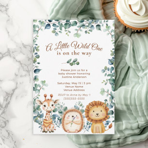 Kleine Wilde Eén Dieren Jongen Meisje Baby Borrel Kaart