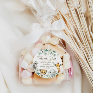 Kleine Wilde Eén Safari Baby Shower Favor Tag Ronde Sticker
