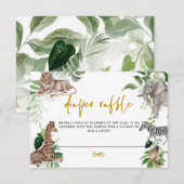 Kleine wilde een safari Baby shower Luier Raffle Informatiekaartje (Voorkant / Achterkant)