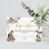Kleine wilde een safari Baby shower Luier Raffle Informatiekaartje (Staand voorkant)
