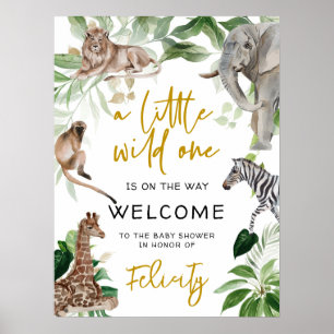 Kleine wilde een safari dier Baby shower Welkom Poster