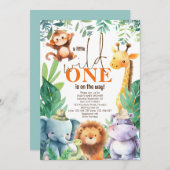 Kleine wilde een weg Oerwoud dieren Baby shower Kaart (Voorkant / Achterkant)