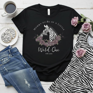 Kleine Wilde Eén Zebra Safari Baby Shower Mama T-shirt