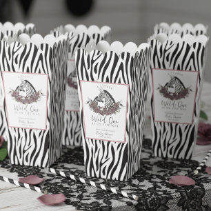 Kleine Wilde Eén Zebra Safari Baby Shower Popcorn Bedankdoosjes