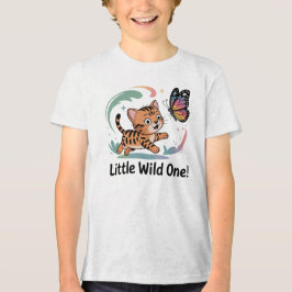 Kleine Wilde - Kawaii Bengaalse Kat Jagt Vlinder Tri-Blend Shirt