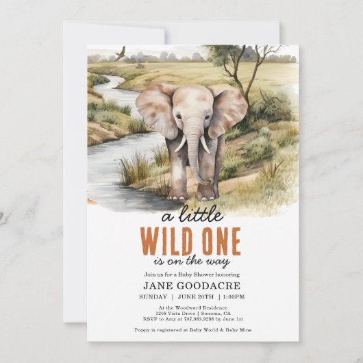 Kleine Wilde Olifant Baby Shower Kaart (Voorkant)