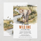 Kleine Wilde Olifant Baby Shower Kaart (Voorkant / Achterkant)