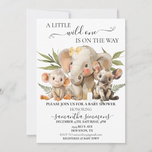 Kleine wilde op de weg Oerwoud Safari Dieren Kaart (Voorkant)