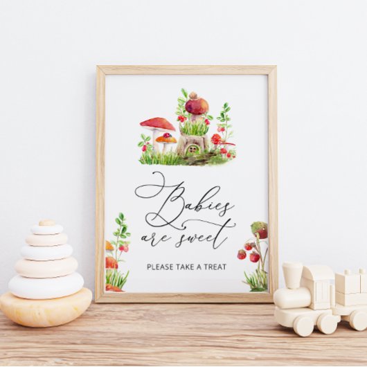 Kleine wilde paddenstoel baby's zijn zoet Poster