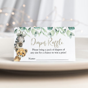 Kleine Wilde Safari Baby Shower Luier Raffle Informatiekaartje