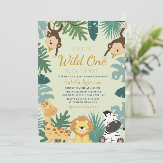 KLEINE WILDE | Safari baby shower uitnodiging (Staand voorkant)