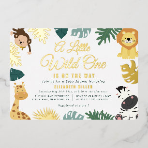 kleine wilde safari bos baby shower folie uitnodiging