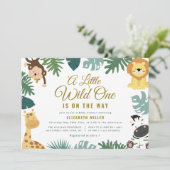 kleine wilde uitnodiging van één baby shower (Staand voorkant)