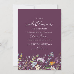 Kleine Wildebloem Pr plum paarse bloem baby shower Kaart