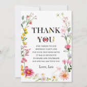 Kleine Wildflower 1e Meisje Verjaardag Dank u Kaar Kaart (Voorkant)