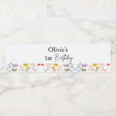 Kleine Wildflower 1e Meisje Verjaardag Waterfles Etiket (Enkel label)