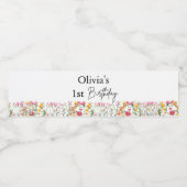 Kleine Wildflower 1e Meisje Verjaardag Waterfles Etiket (Enkel label)