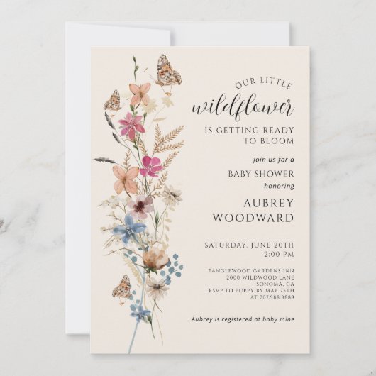 Kleine Wildflower Baby in Bloom Baby shower Kaart (Voorkant)