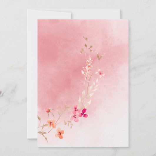 Kleine Wildflower Baby Meisje Douche Rode Waterver Kaart (Achterkant)