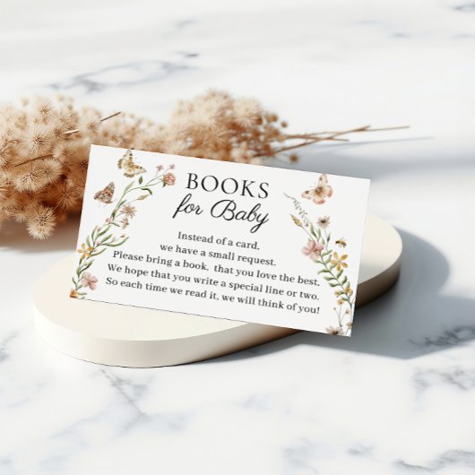 Kleine Wildflower Bloemen Boeken voor Baby shower Informatiekaartje
