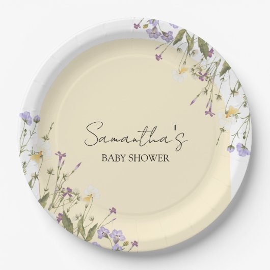 Kleine Wildflower Bloemen Botanisch BABY SHOWER Papieren Bordje (Voorkant)