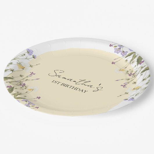 Kleine Wildflower Bloemen Botanische 1e Verjaardag Papieren Bordje (Gekanteld)