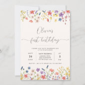 Kleine Wildflower Bloemkrans Foto 1e Verjaardag Kaart (Voorkant)