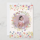 Kleine Wildflower Bloemkrans Foto 1e Verjaardag Kaart (Achterkant)