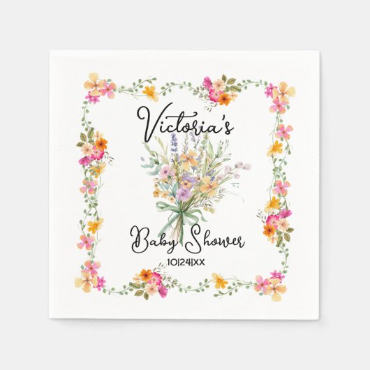 Kleine Wildflower boeket Baby shower Servet (Voorkant)