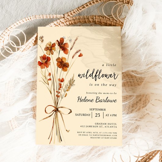 Kleine Wildflower Boho Bloemen Baby shower Kaart