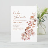 Kleine Wildflower Boho Terracotta Baby shower Kaart (Staand voorkant)