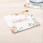 Kleine Wildflower Boho Waterverf Baby shower Kartonnen Onderzetters (Schuin)