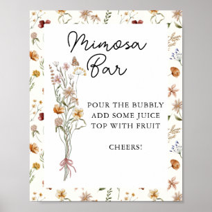 Kleine Wildflower Cream Baby shower Mimosa Bar Poster