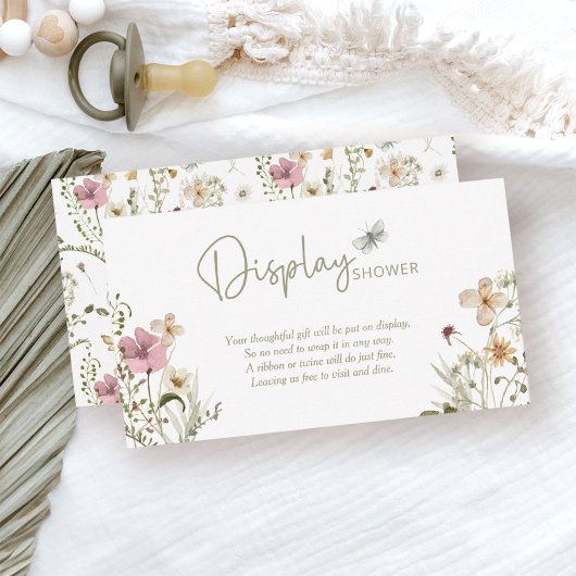 Kleine Wildflower Display Baby shower Informatiekaartje