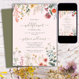 Kleine Wildflower Draaien Een  1e Verjaardag Kaart