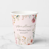 Kleine Wildflower Draaien Een 1e Verjaardag Papieren Bekers (Voorkant)