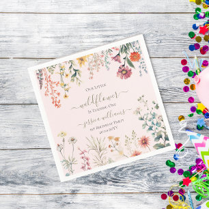 Kleine Wildflower Draaien Een  1e Verjaardag Servet