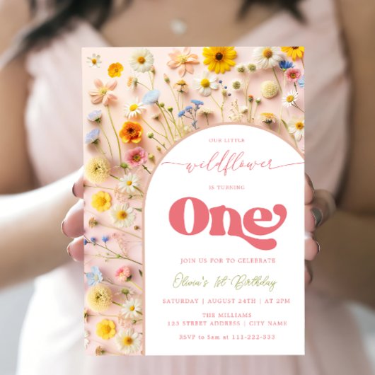 Kleine Wildflower Eerste Verjaardag Kaart