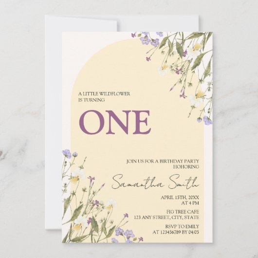 Kleine Wildflower Esthetische Meisje's 1e Verjaard Kaart (Voorkant)