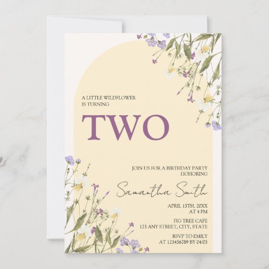 Kleine Wildflower Esthetische Meisje's 2e Verjaard Kaart (Voorkant)