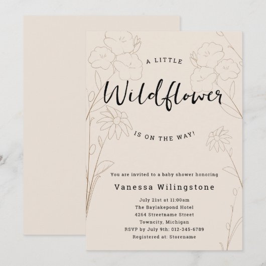 Kleine Wildflower Floral Kaart (Voorkant / Achterkant)