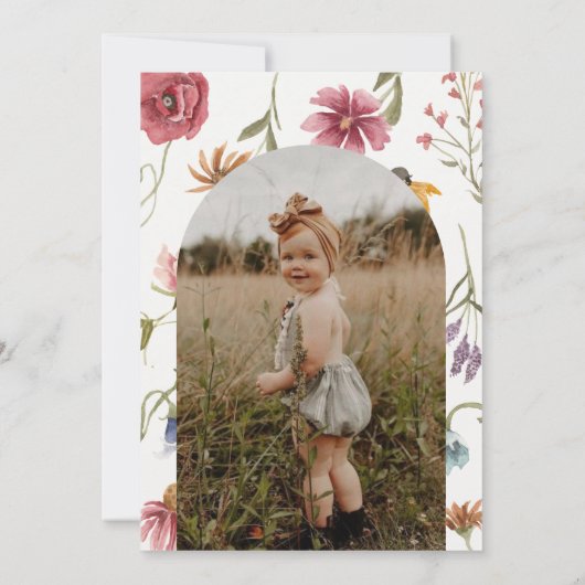 Kleine Wildflower Foto Verjaardag Uitnodiging (Achterkant)