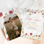 Kleine Wildflower Foto Verjaardag Uitnodiging