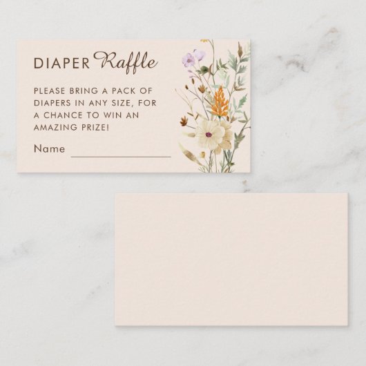 Kleine Wildflower Luier Raffle Baby shower Kaart (Voorkant / Achterkant)