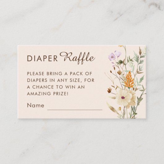 Kleine Wildflower Luier Raffle Baby shower Kaart (Voorkant)