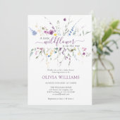 Kleine Wildflower Meadow Paarse Lila Baby shower Kaart (Staand voorkant)