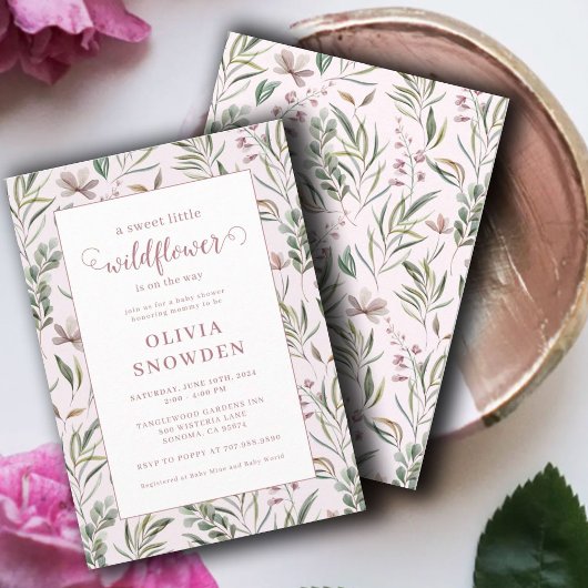 Kleine Wildflower Meisje Baby shower Kaart