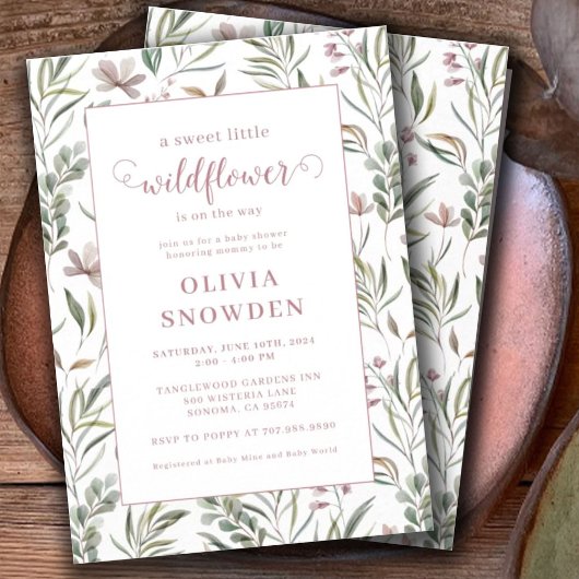 Kleine Wildflower Meisje Baby shower Kaart