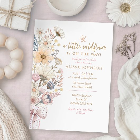 Kleine Wildflower Meisje Baby shower Kaart