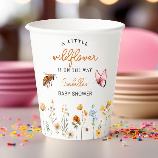 Kleine Wildflower Meisje Baby shower Papieren Bekers